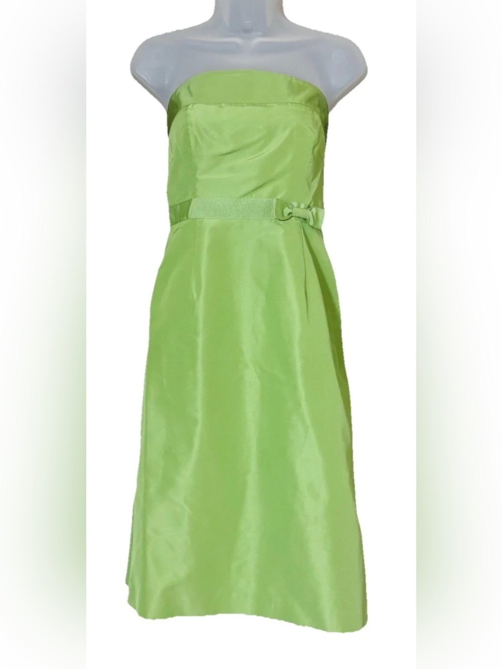 J. Crew Women's Cypress Green Silk Dress Strapless Lined Size 2 Classic Bow